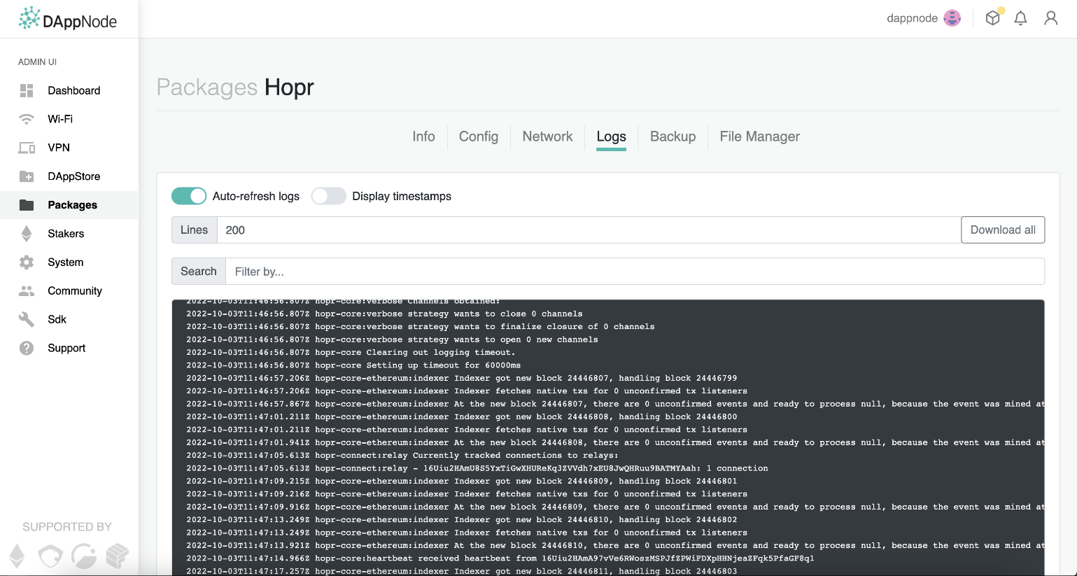 Dappnode Logs